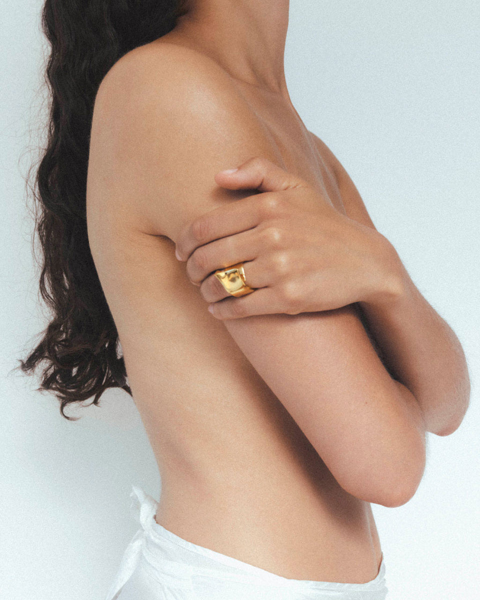 Enveloppe détrempée - Bague plaquée or