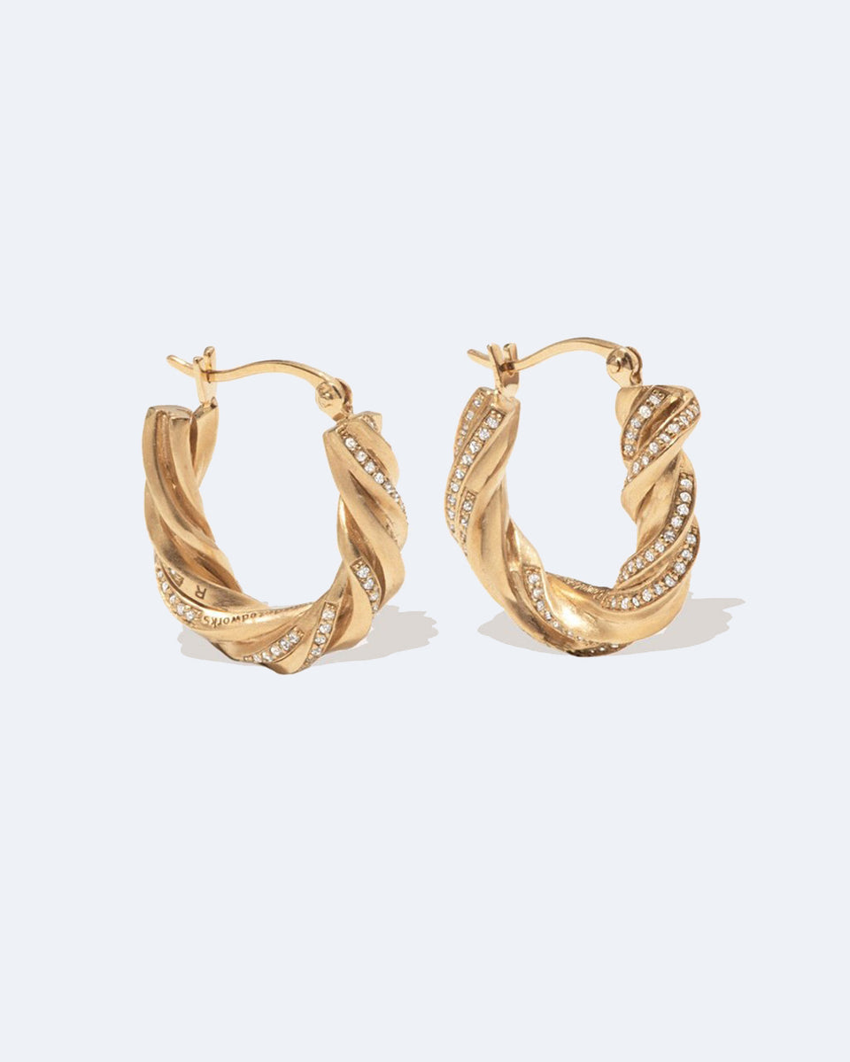 Deep State - White Topaz and Gold Vermeil Hoop Earrings