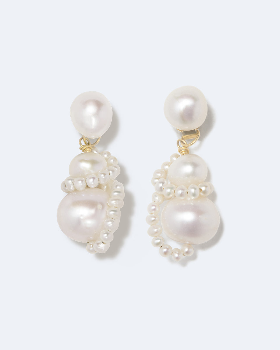 Our Last Night in Dover - Pearl and Recycled Gold Vermeil Earrings