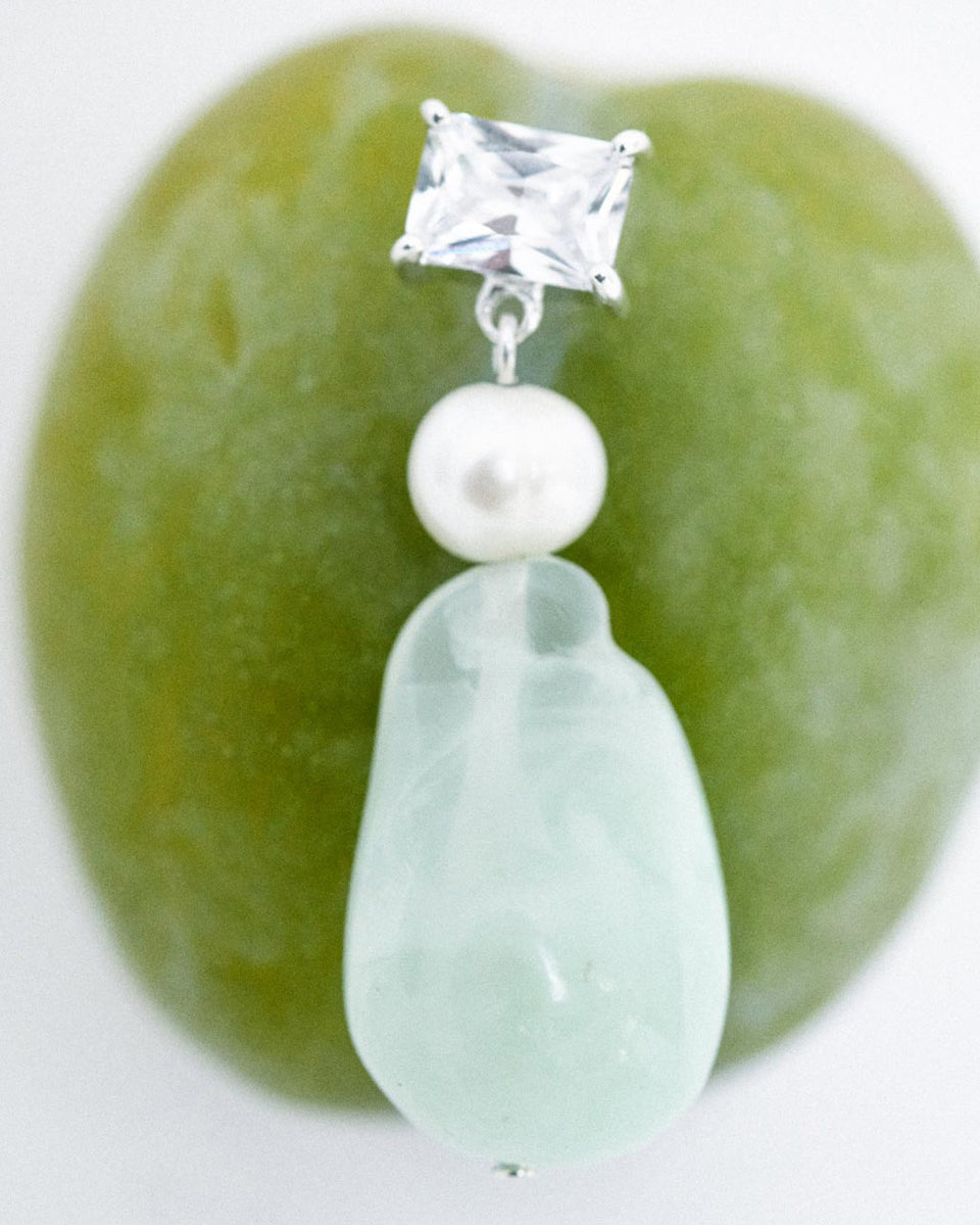Peat - Pearl, Onyx, Bead, Resin and Zirconia Earrings