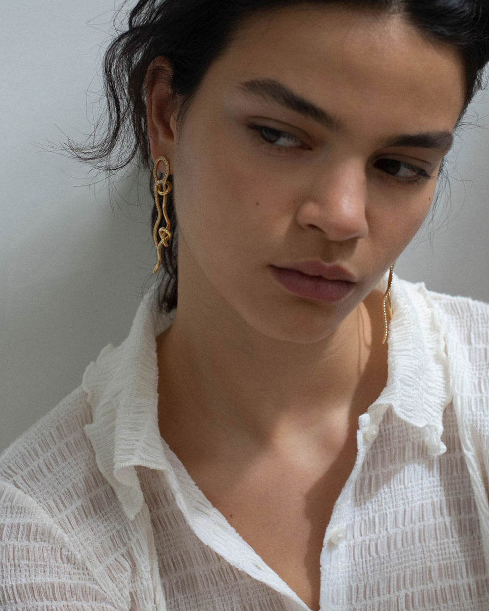 Même le mathématicien ne peut pas créer des choses à volonté – Boucles d'oreilles en topaze blanche et vermeil en or recyclé
