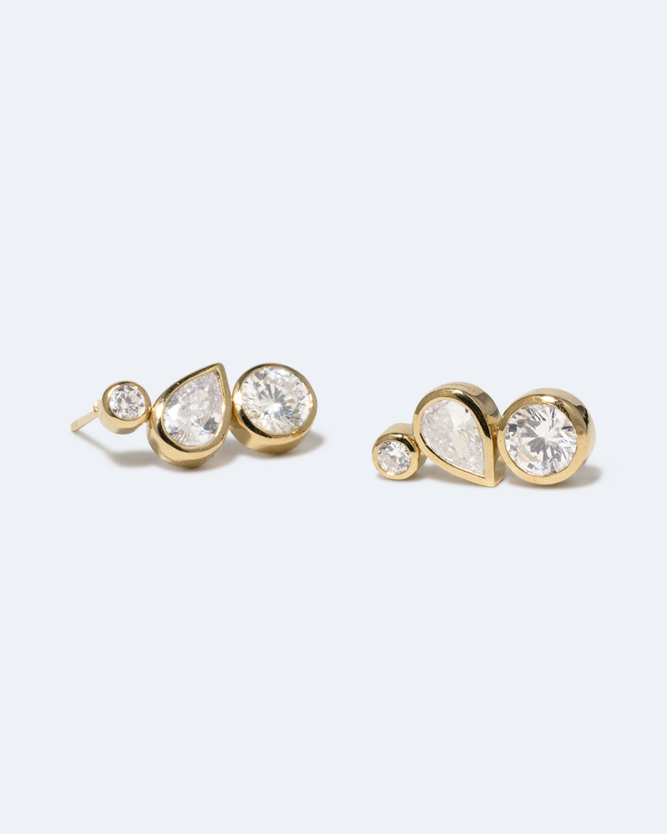 Like Peas in a Pod II - Zirconia and Recycled Gold Vermeil Earrings