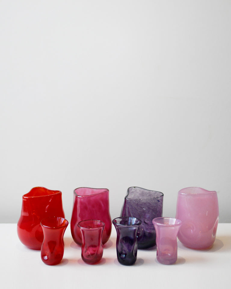 Thaw - Set of 4 Recycled Glass Tumbler in Red Magenta Purple Pink