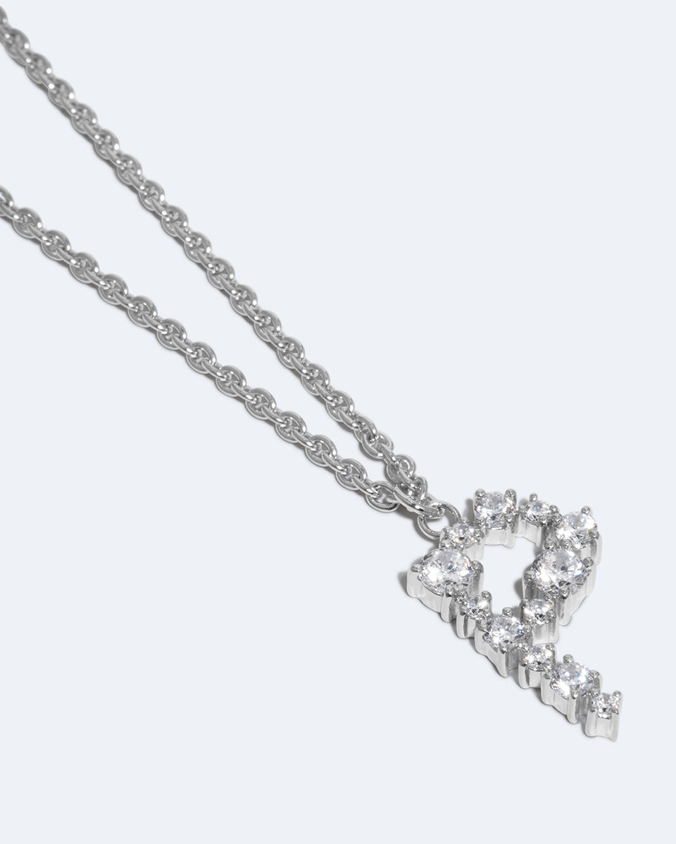 Glitchy P - Cubic Zirconia and Rhodium Plated Pendant