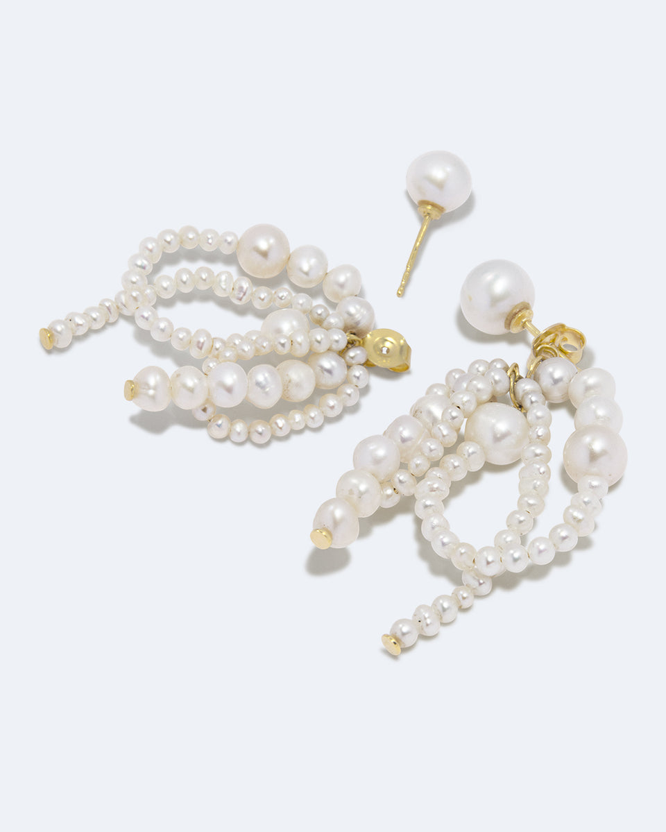 P223 - Boucles d'oreilles perle et vermeil en or recyclé