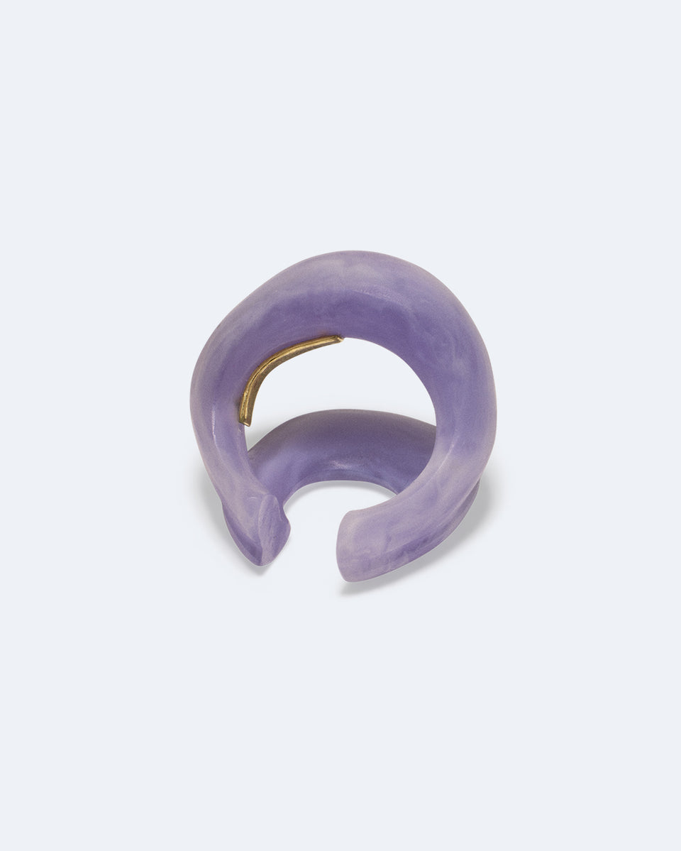 Somewhere Between Fine and Not Fine - Lilac Bio Resin and Gold Vermeil Ear Cuff