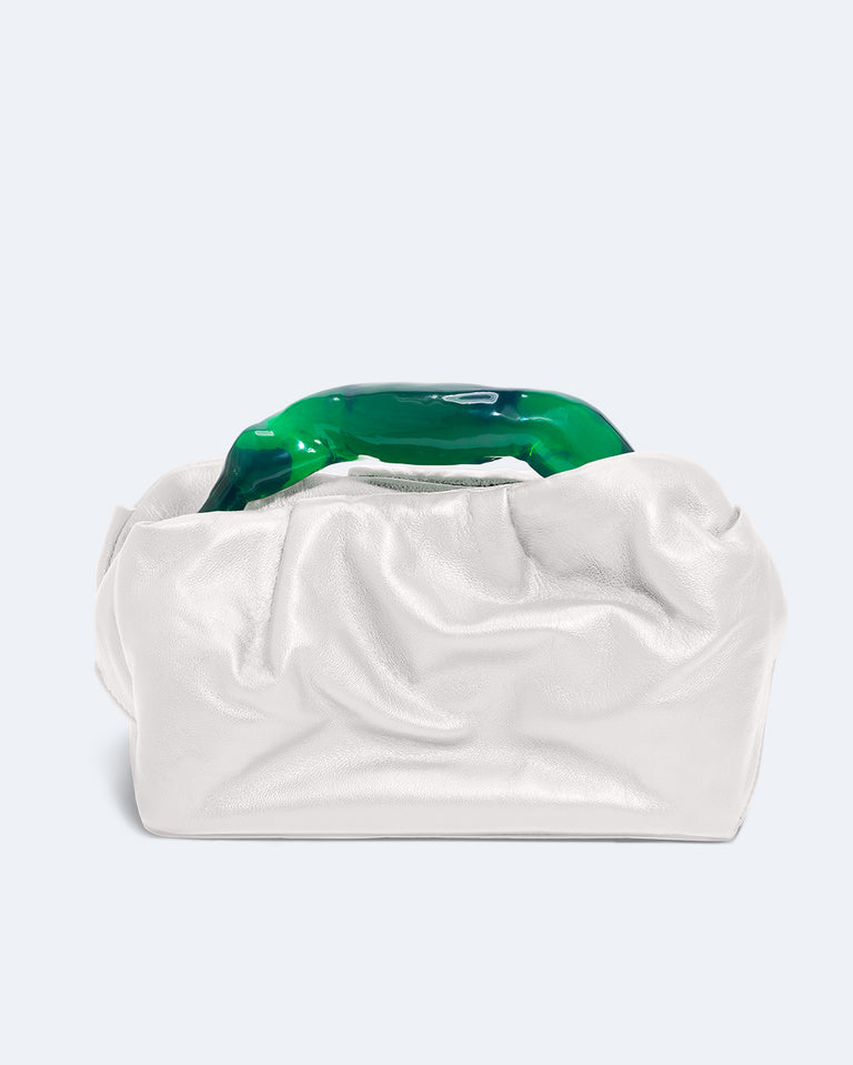 The Lunchbox - Green Resin and White Leather Clutch Bag