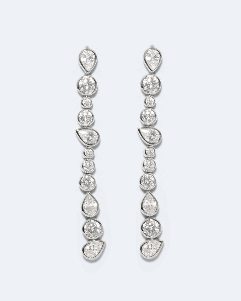 Glitch - Boucles d'oreilles en oxyde de zirconium et plaqué platine