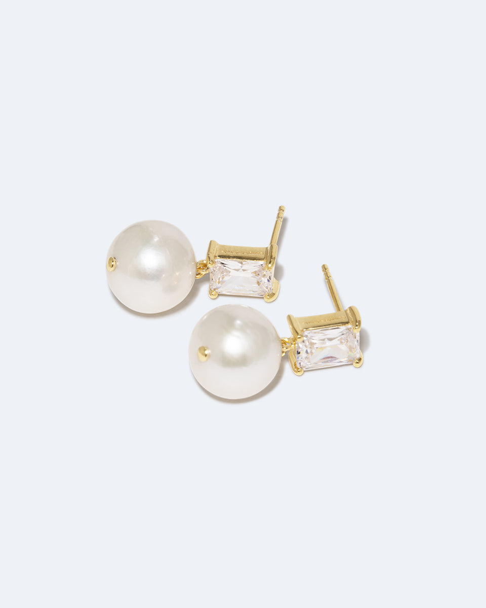 Concurrence - Pearl and Zirconia Recycled Gold Vermeil Earrings
