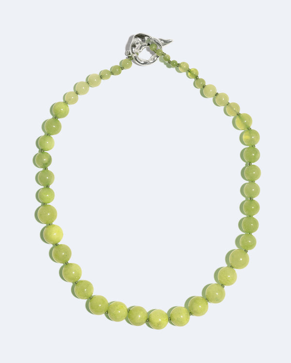 Lime Cordial - Green Calcite and Recycled Silver Necklace