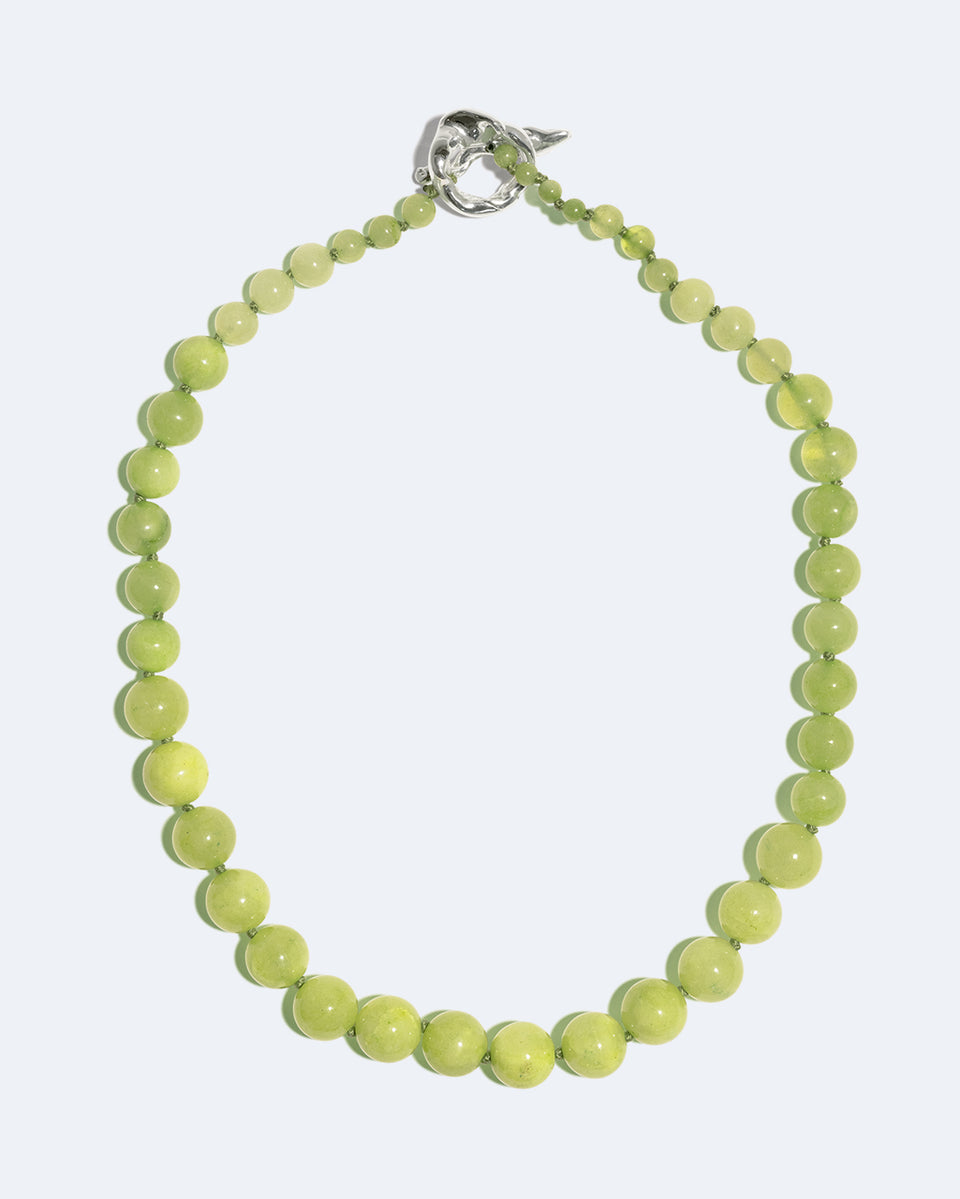 Lime Cordial - Green Calcite and Recycled Silver Necklace
