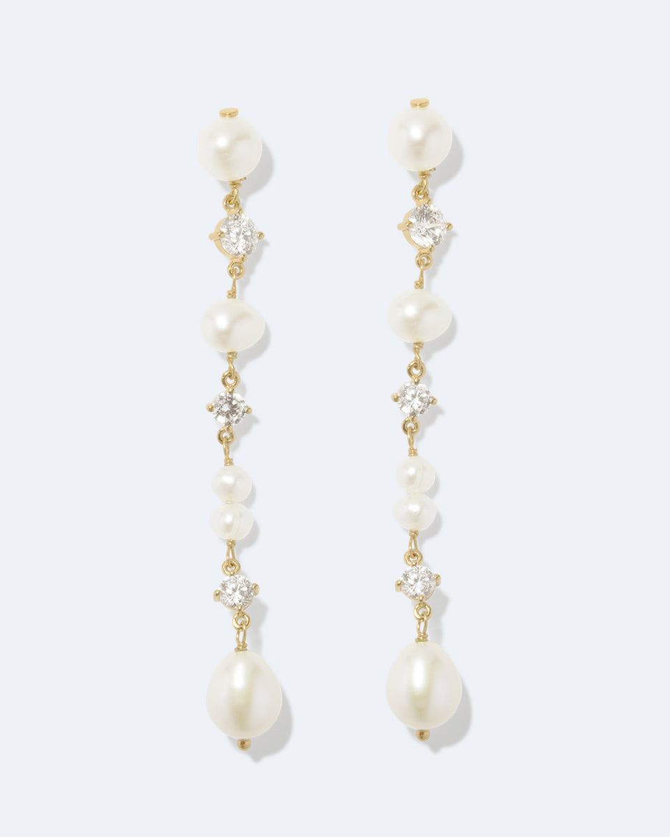 Moontide - Pearl and Zirconia Recycled Gold Vermeil Earrings
