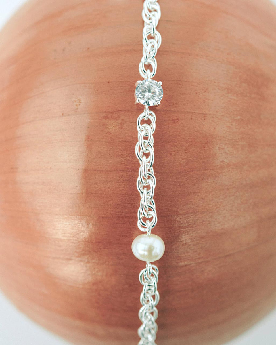 Bind - Blue Lace Agate and Zirconia Recycled Silver Bracelet