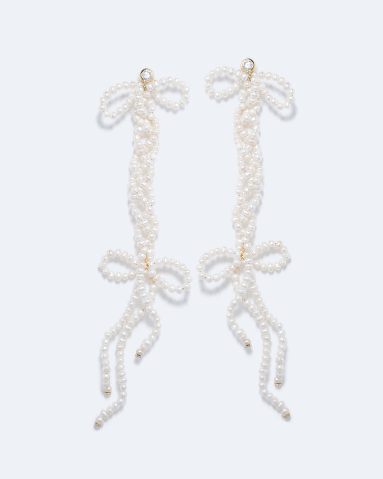 Une enquête sur les contradictions - Boucles d'oreilles en Vermeil d'Or Recyclé, Perles et Zirconia