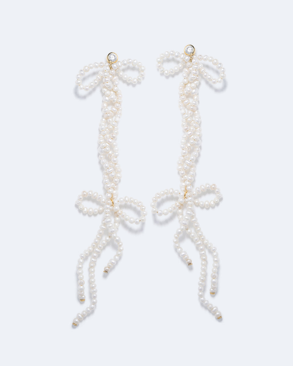 Une enquête sur les contradictions - Boucles d'oreilles en Vermeil d'Or Recyclé, Perles et Zirconia