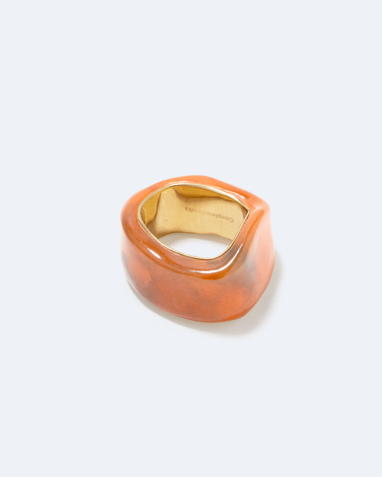 Un cercle vertueux ? - Bague Signet en Résine Bio Orange et Vermeil