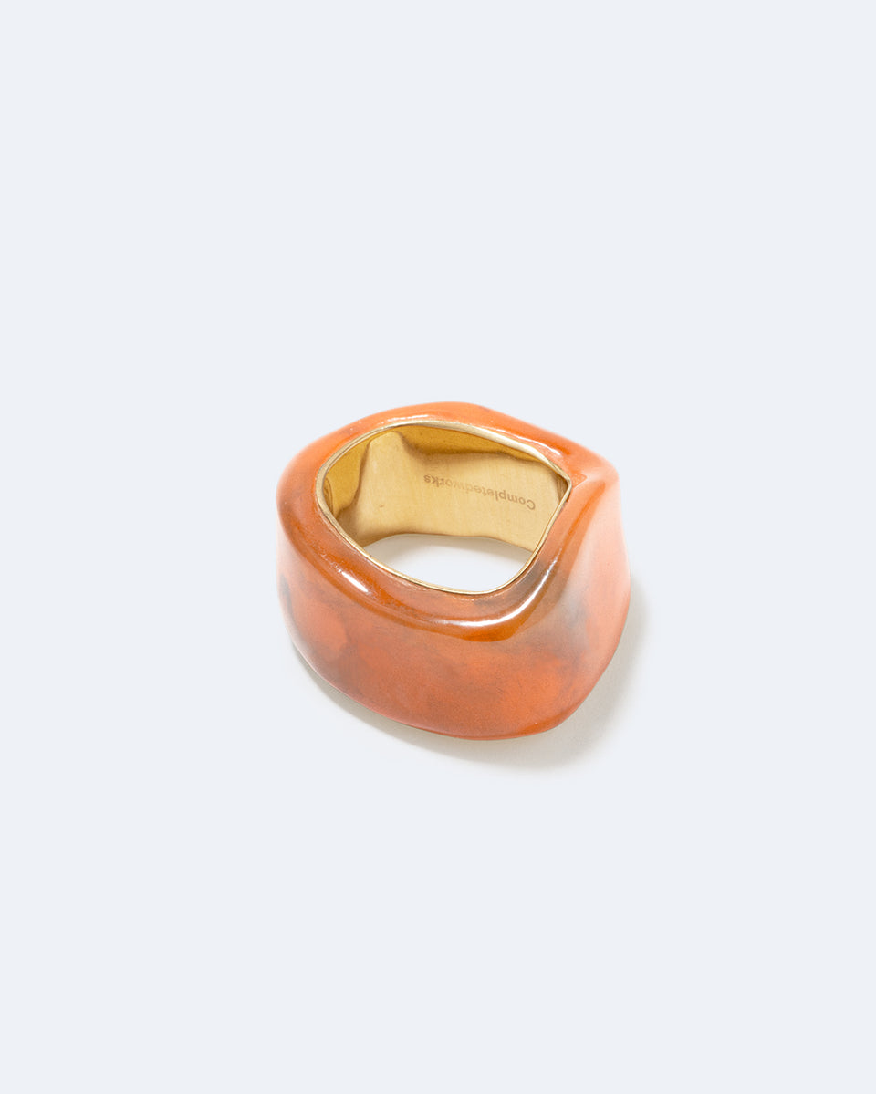 Un cercle vertueux ? - Bague Signet en Résine Bio Orange et Vermeil