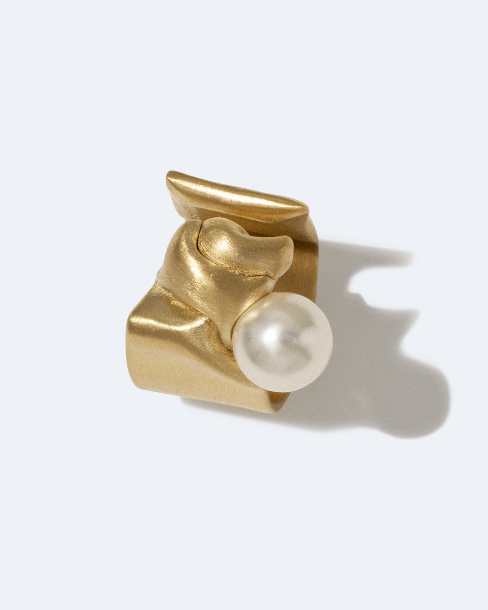 Crumple - Bague en perle et vermeil