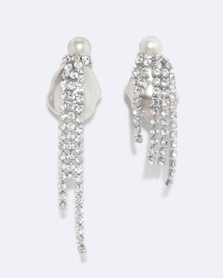 Escape Velocity - Boucles d'oreilles plaquées rhodium avec perles et strass