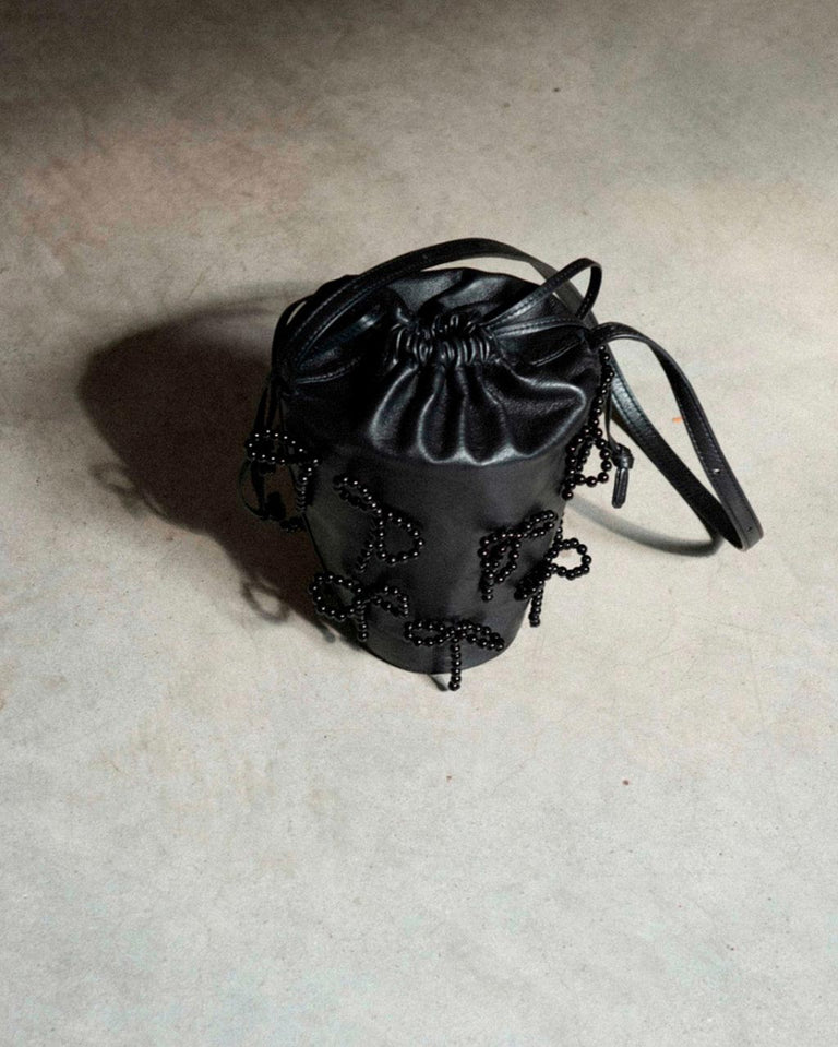 G14 - Sac bandoulière en cuir noir et nacré « Deadstock »