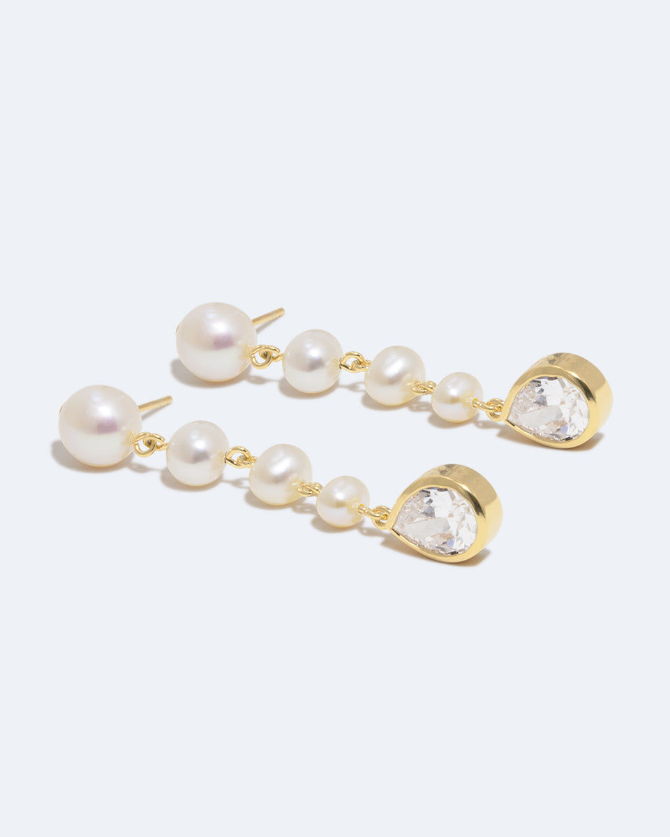 P168 - Boucles d'oreilles en Vermeil Or Recyclé Perle et Zirconium