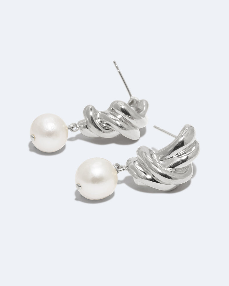 R2199 - Boucles d'oreilles perle et argent recyclé