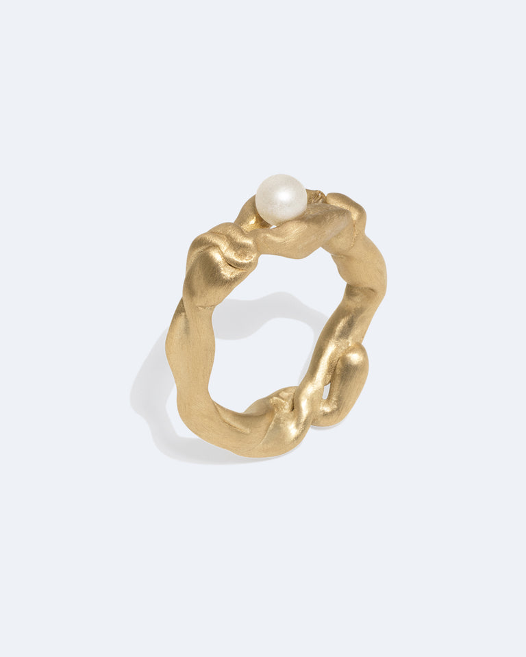 Treacle - Bague en vermeil or, perles et or recyclé