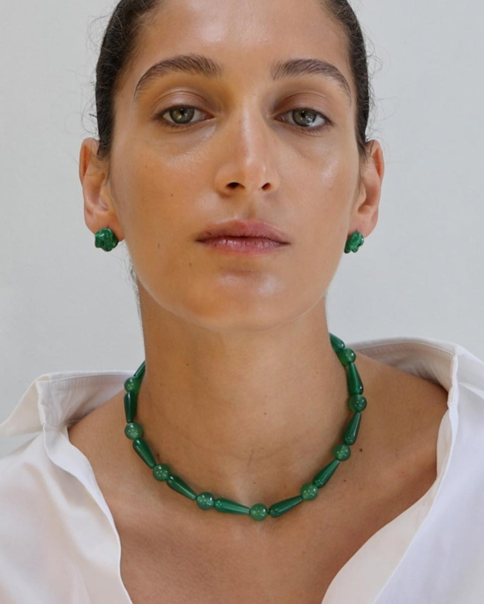 The Depths of Time - Green Chalcedony and Recycled Gold Vermeil Necklace