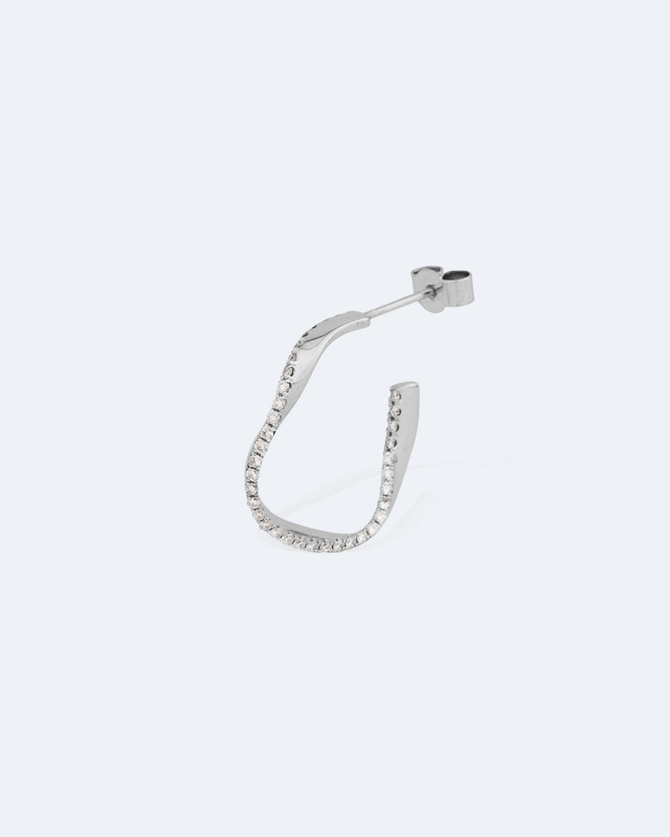 Élégie pour W.W. - Boucle d'oreille solitaire en or blanc 18 carats et diamants
