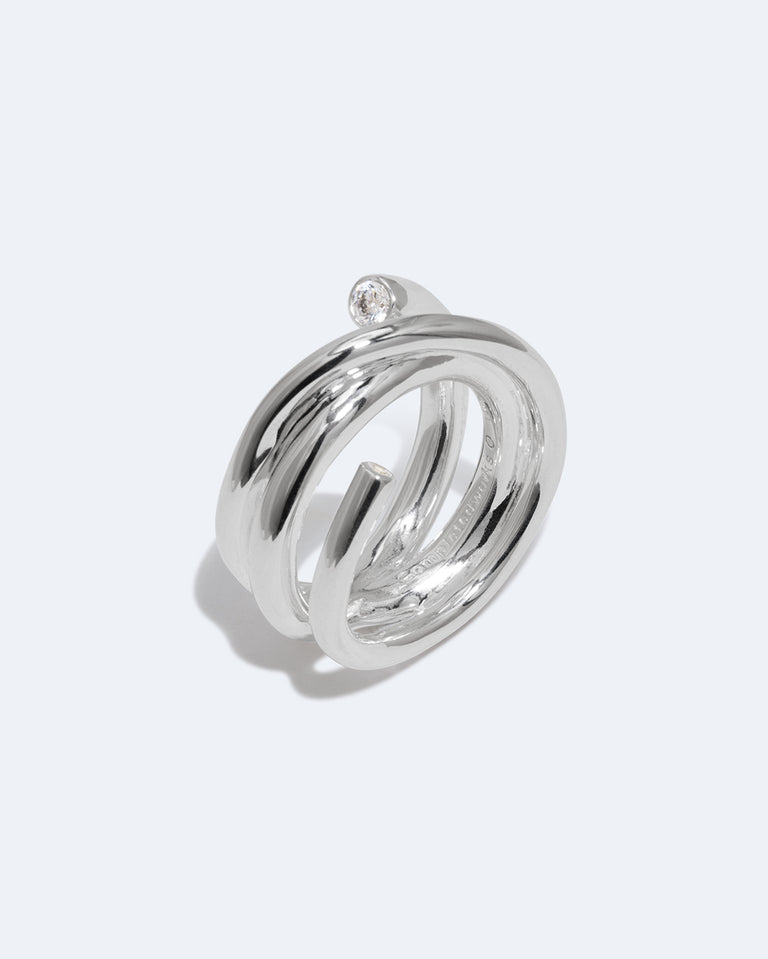 Bague Coil - Zircon et Argent recyclé