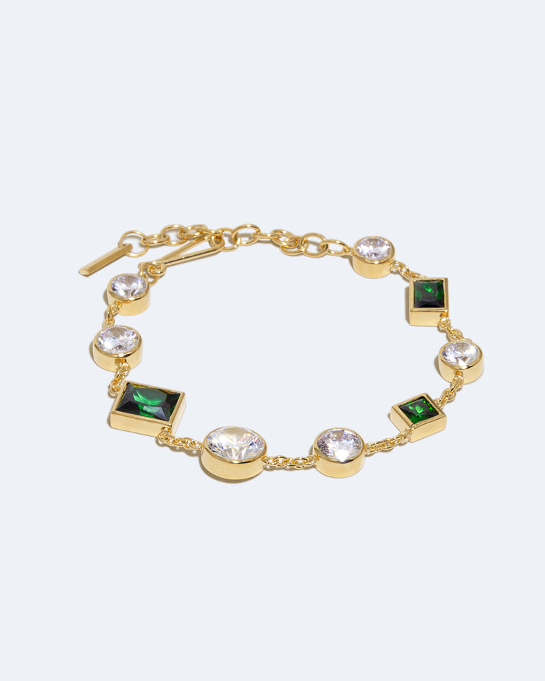 The Mysterious Connection - Emerald Zirconia and Recycled Gold Vermeil Bracelet
