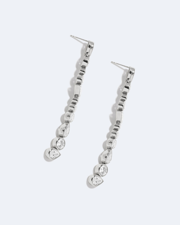 Glitch - Boucles d'oreilles en oxyde de zirconium et plaqué platine