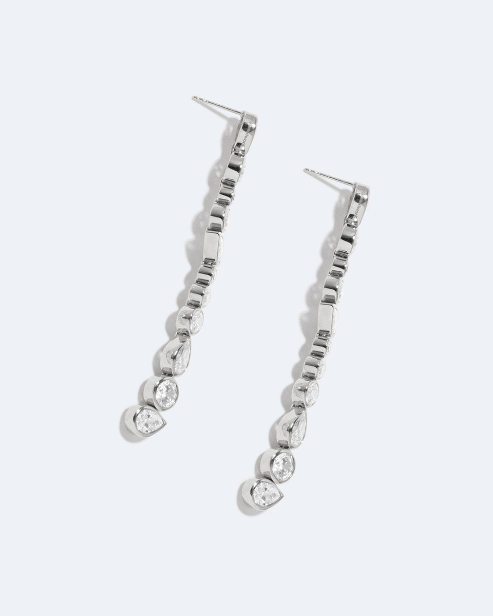 Glitch - Zirconia and Recycled Silver Earrings