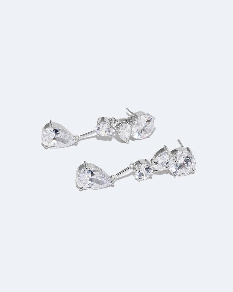The Torrents That Flow Under The Ice - Zirconia and Recycled Silver Earrings