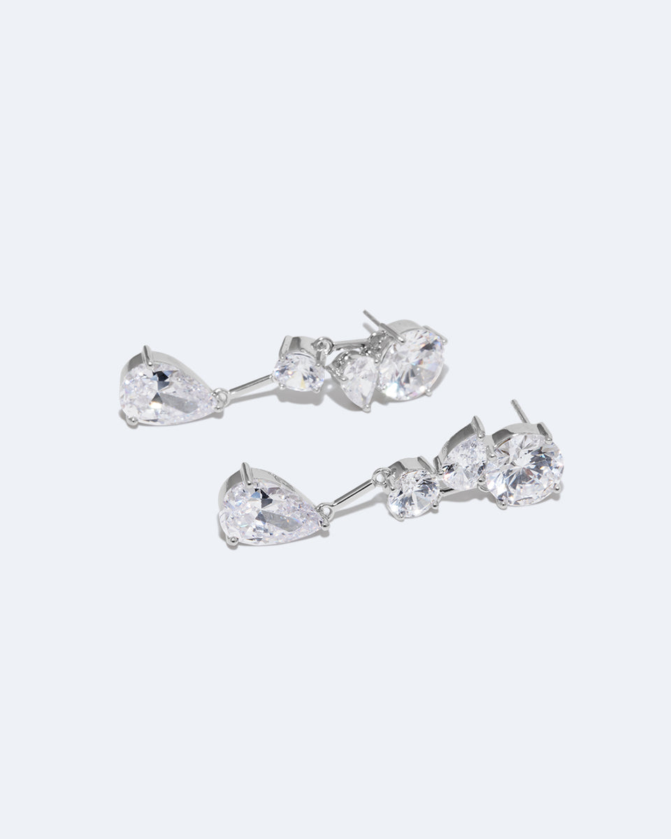 The Torrents That Flow Under The Ice - Zirconia and Recycled Silver Earrings