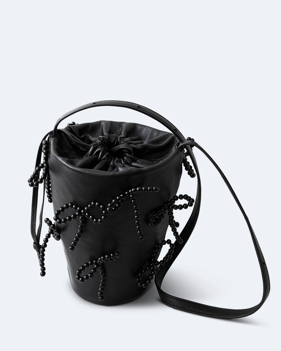 G14 - Sac bandoulière en cuir noir et nacré « Deadstock »