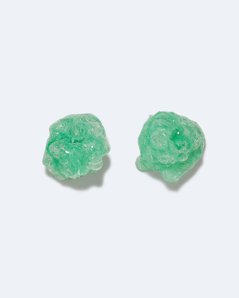 Rembourrage - Boucles d'oreilles en bioplastique à bulles vert et vermeil doré