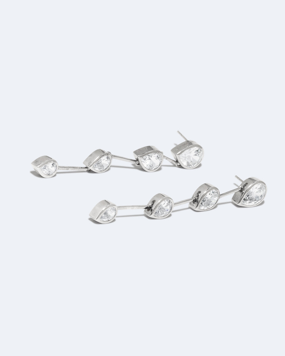 Against The Current - Zirconia and Recycled Silver Earrings