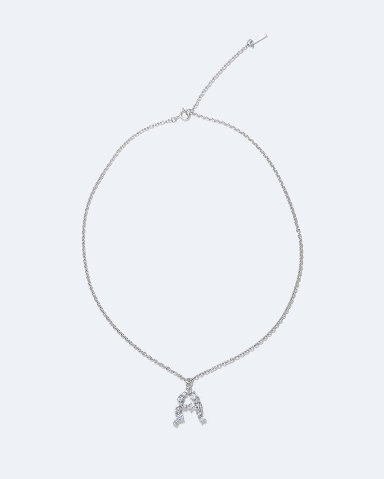 Pendentif Glitchy A en oxyde de zirconium et plaqué rhodium