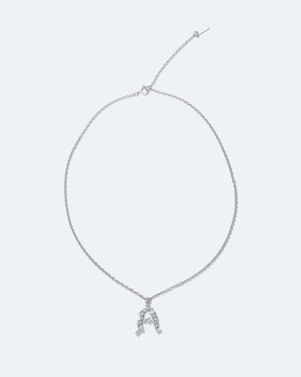 Pendentif Glitchy A en oxyde de zirconium et plaqué rhodium