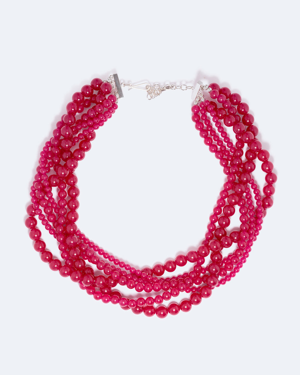 H84 - Collier perles de calcédoine et argent recyclé