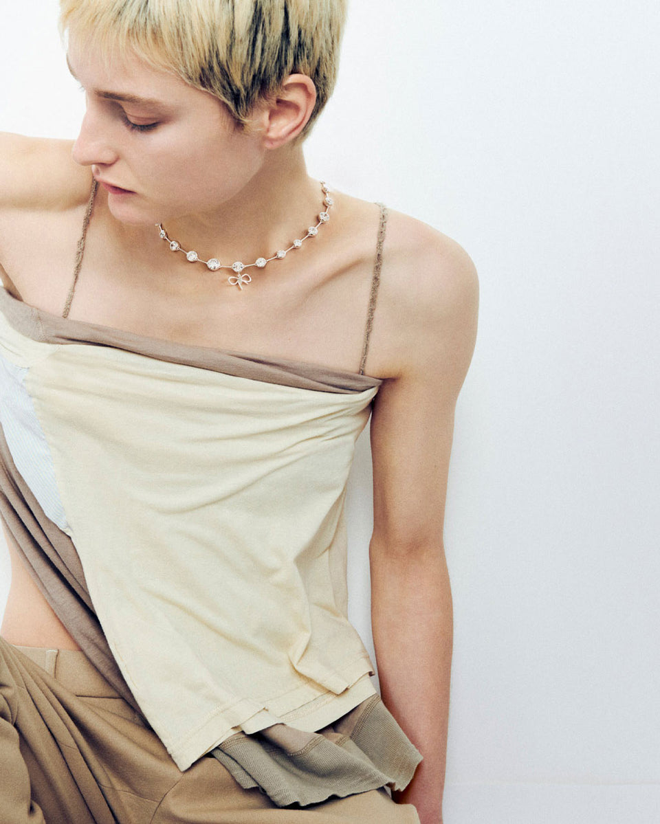 A World Locked by Politics and Money - Zirconia and Recycled Silver Necklace