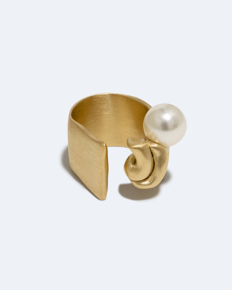 Crumple - Bague en perle et vermeil