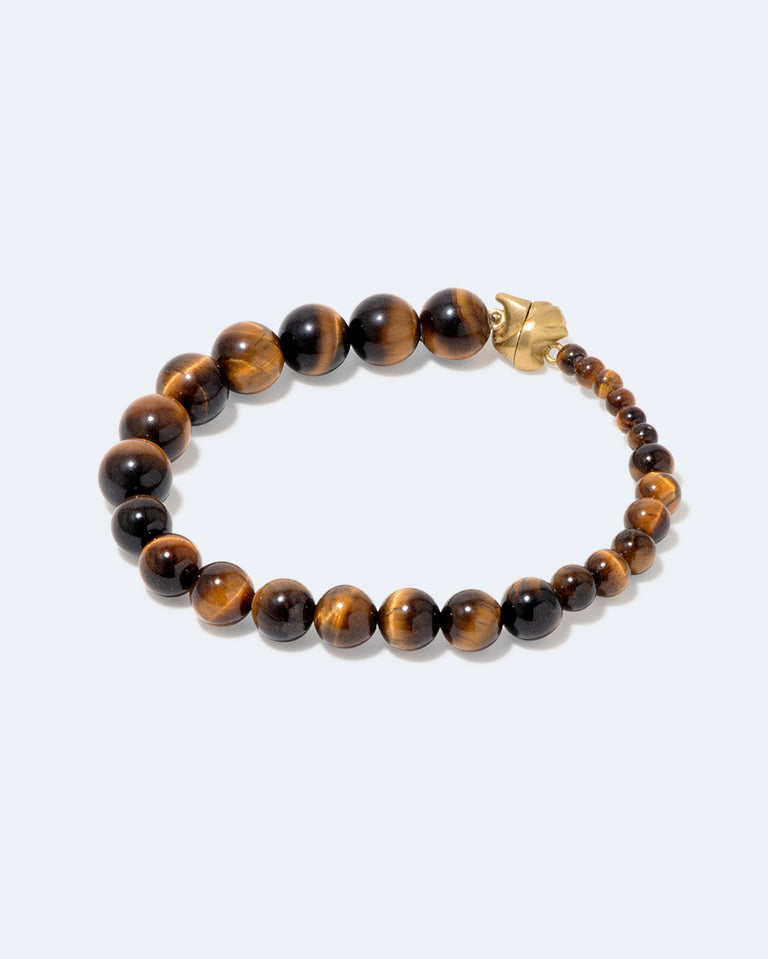 Tidelands - Bracelet œil de tigre et vermeil en or recyclé