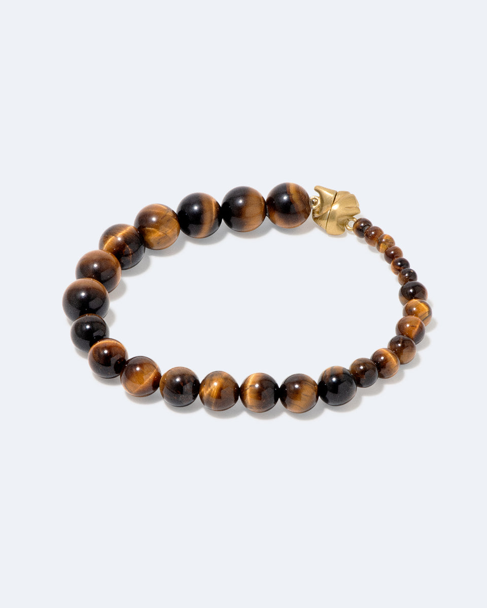 Tidelands - Bracelet œil de tigre et vermeil en or recyclé