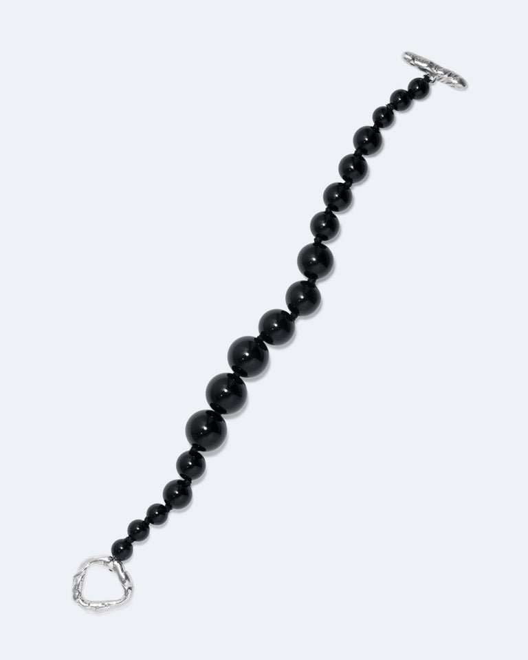 Knee‐Deep In A Bog in North Yorkshire - Black Onyx and Recycled Silver Bracelet