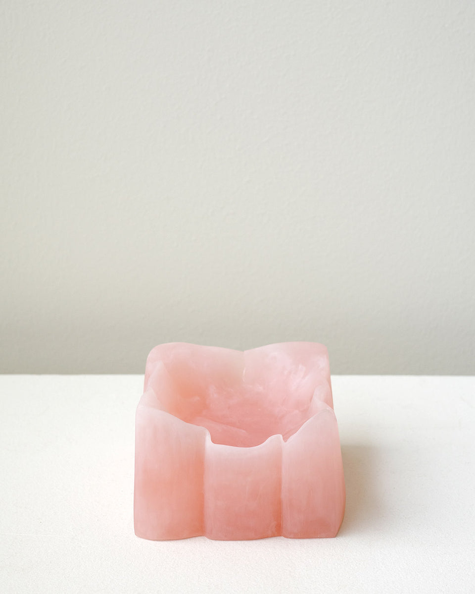 Crumpled Dish - Small Marble Resin Dish in Matte Rose Quartz