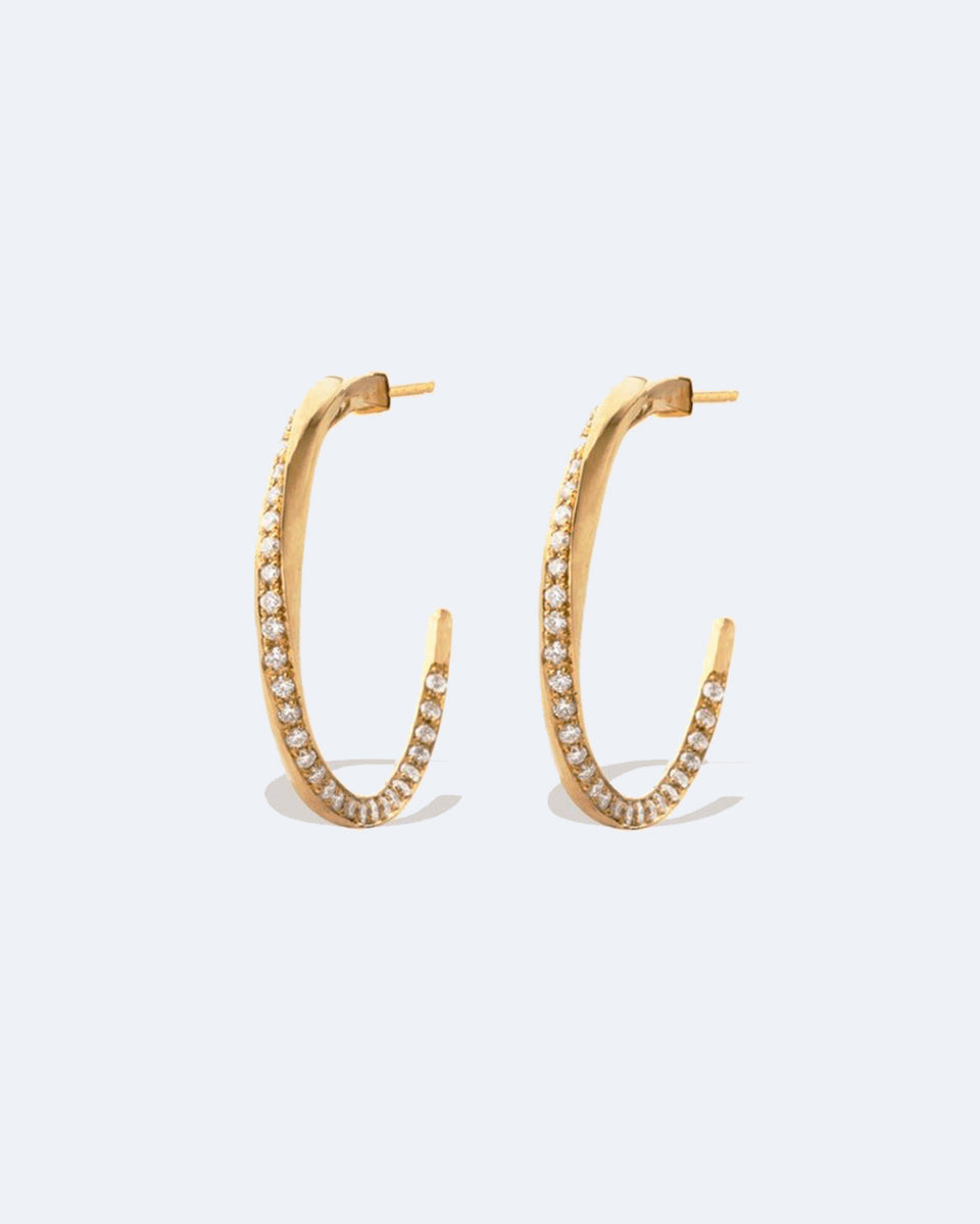 Les phases de la Lune - Boucles d'oreilles créoles en or jaune 18 carats et diamants