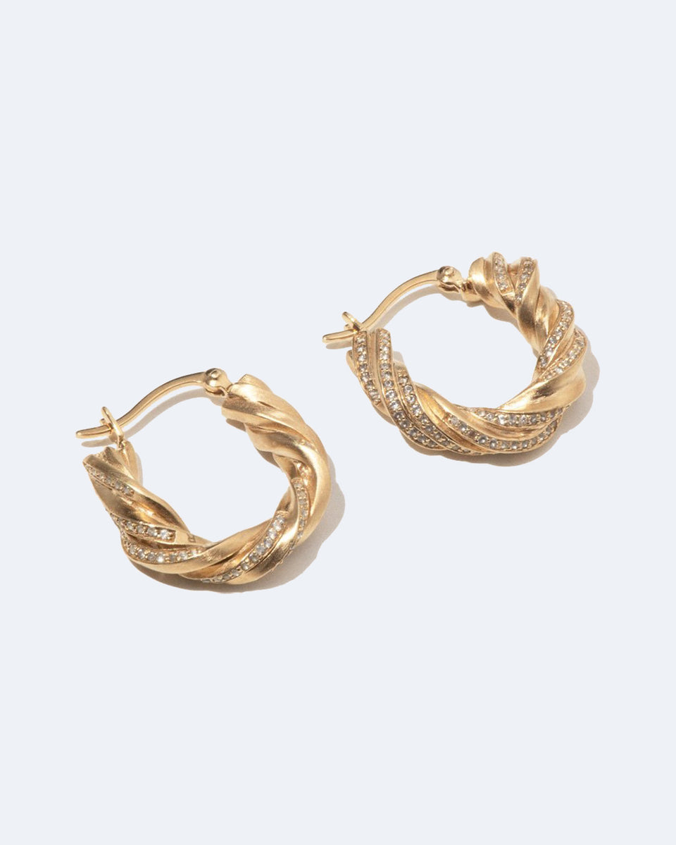 Deep State - White Topaz and Gold Vermeil Hoop Earrings
