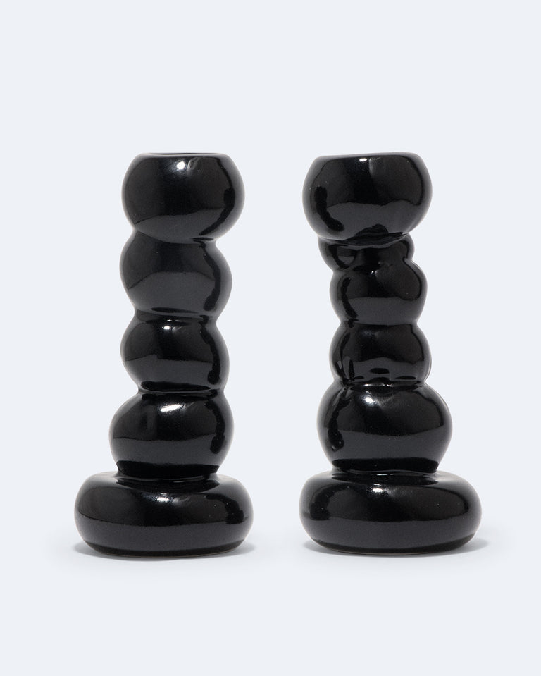 Misfits - Set of 2 Candlesticks in Gloss Black